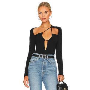 superdown aranza ruched bodysuit cut outs strappy black size XS NWT $64msrp